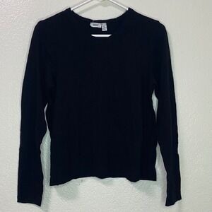 WILT Casual Black Cotton Long Sleeve Crew Neck TShirt Made in USA Womens Size S